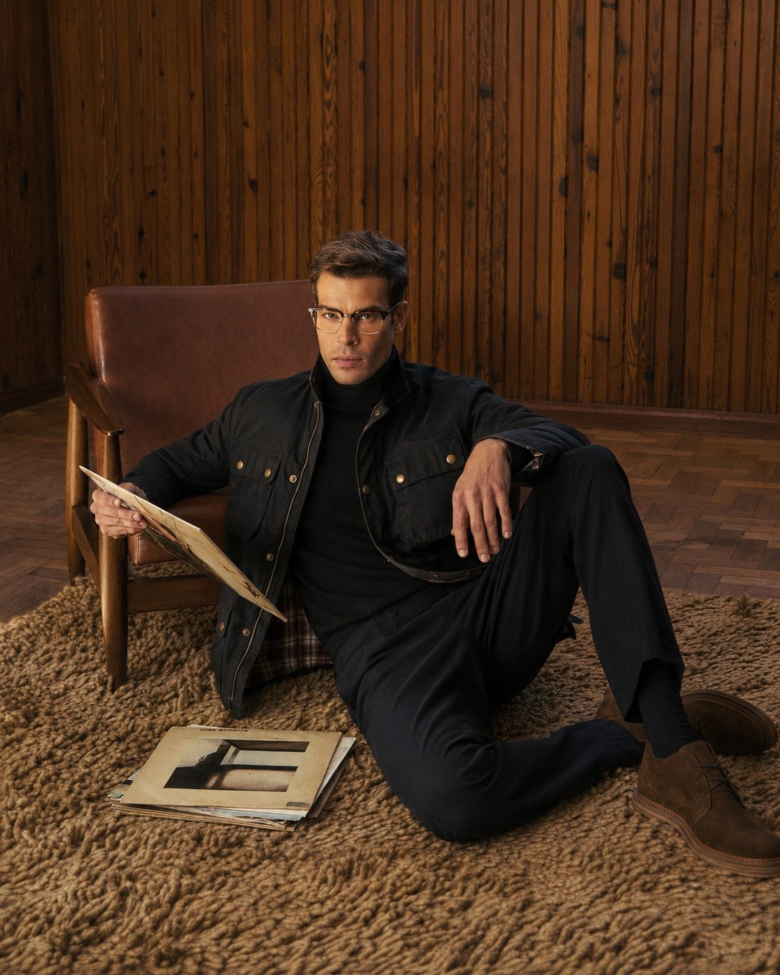 The Gorkha Jacket- Men's Black Waxed Jacket with Courduroy Collar