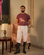 The Marwar Maroon washed Crew Neck Tee