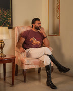The Marwar Maroon washed Crew Neck Tee