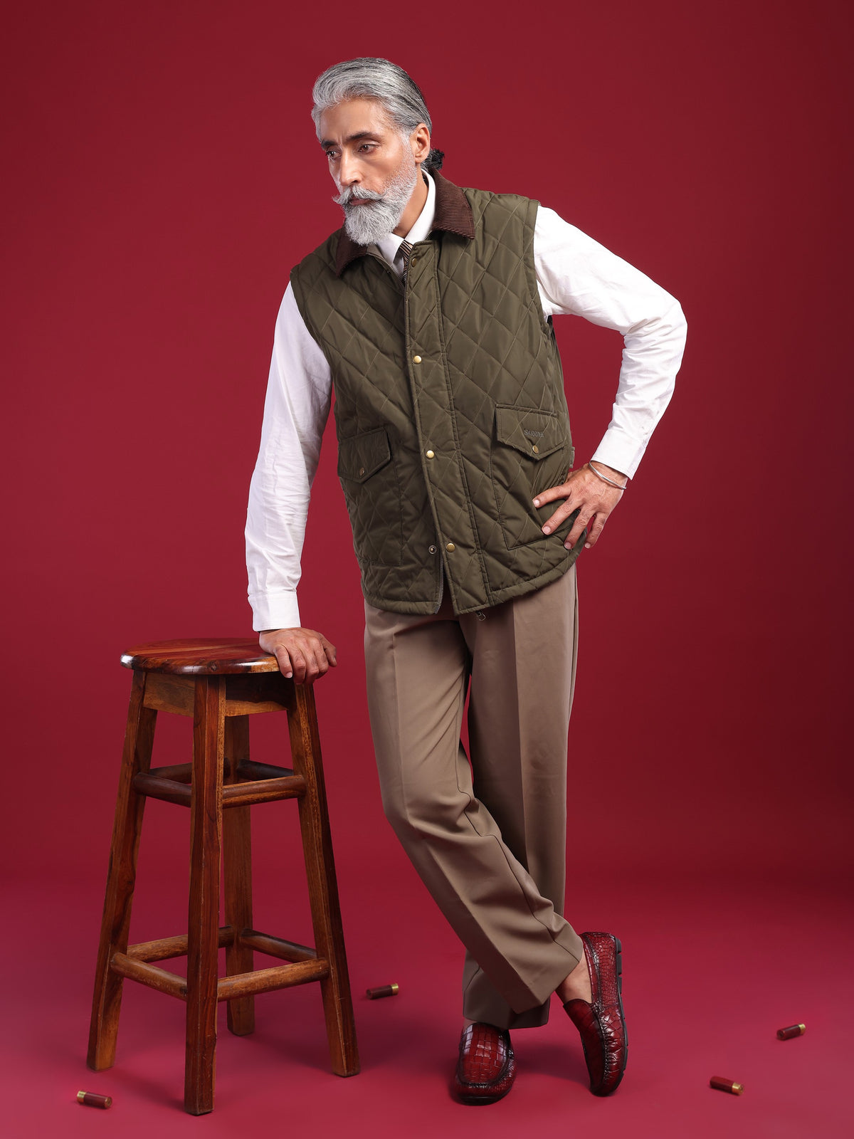 The Tagore Jacket: Olive Green Gilet