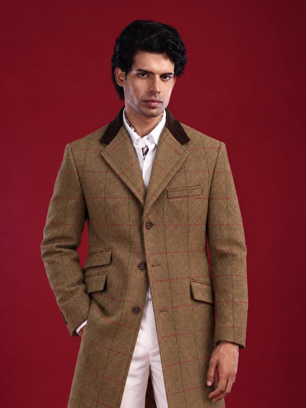 The Karthikeyan: Tweed Overcoat