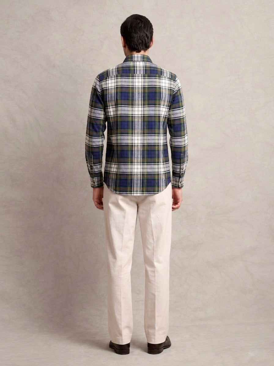 The Rawal: Slim Fit Olive-Navy Plaid Oxford Shirt