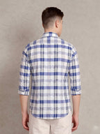 The Rawal: Slim Fit Checkered Blue Oxford Shirt