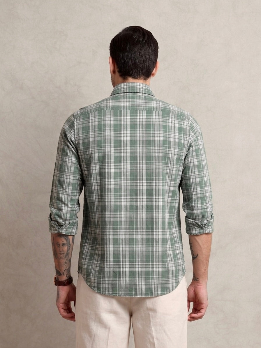 The Karikala: Slim Fit Checkered Pista Poplin Shirt