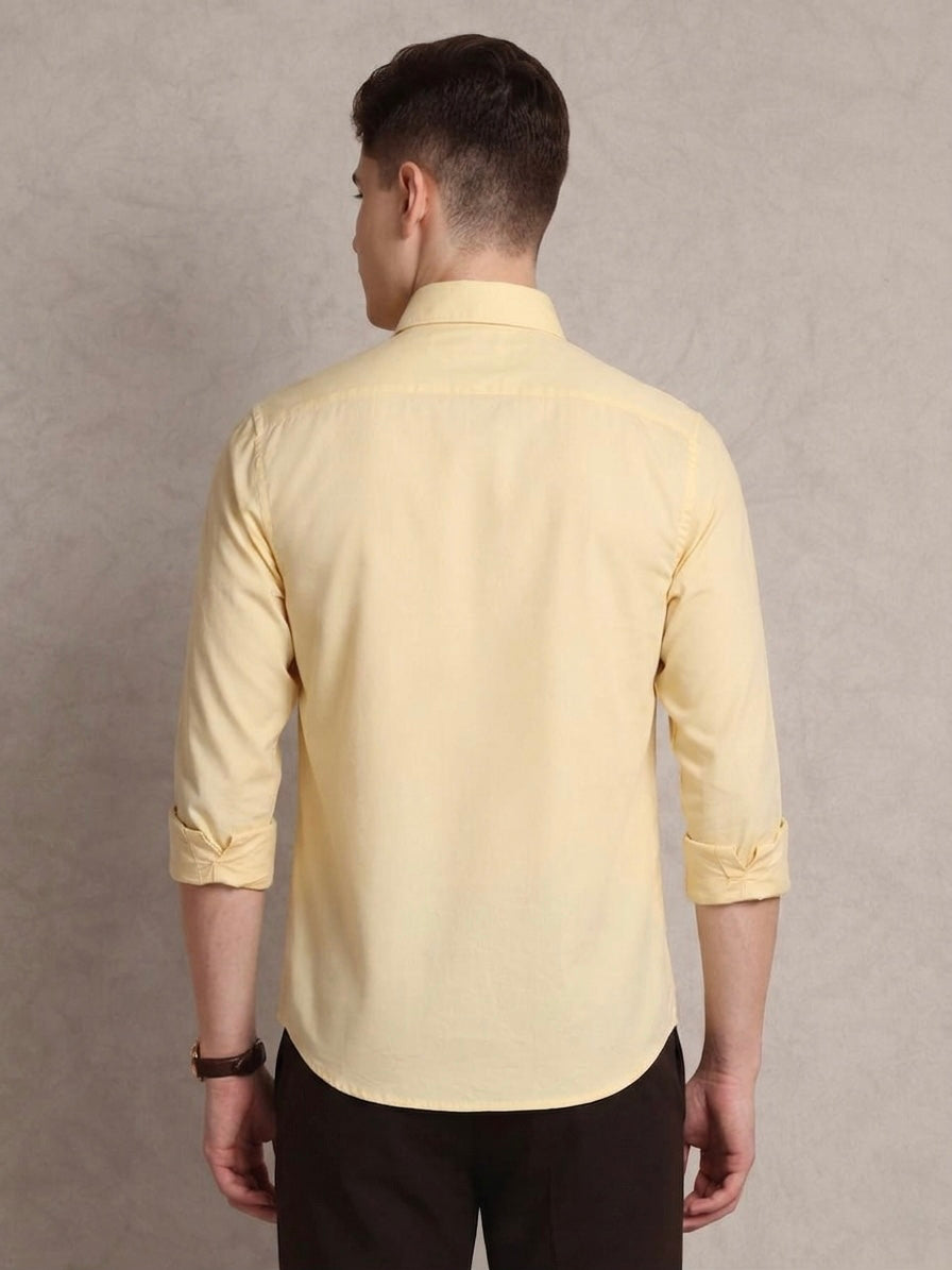 The Rawal: Slim Fit Solid Yellow Oxford Shirt