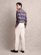 The Karikala: Slim Fit Checkered Orange Poplin Shirt