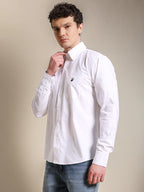 The Udai: Slim Fit White Semi Casual Oxford Shirt