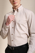 The Udai: Slim Fit Beige Gingham Office Shirt