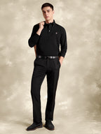 Full Sleeve Black Polo with Embroidery