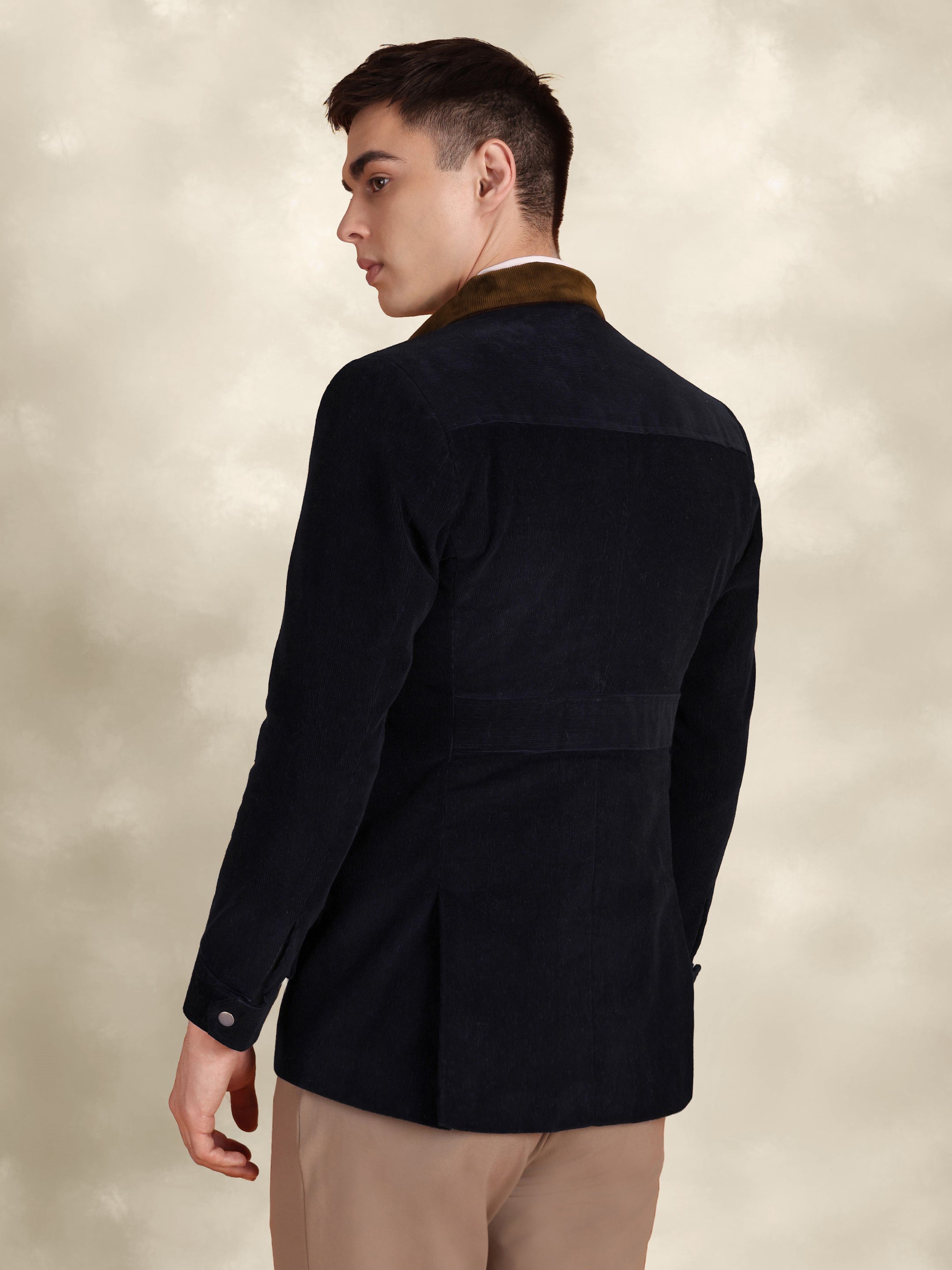 The Kalinga- Men's Blue Pure Cotton Courduroy Jacket