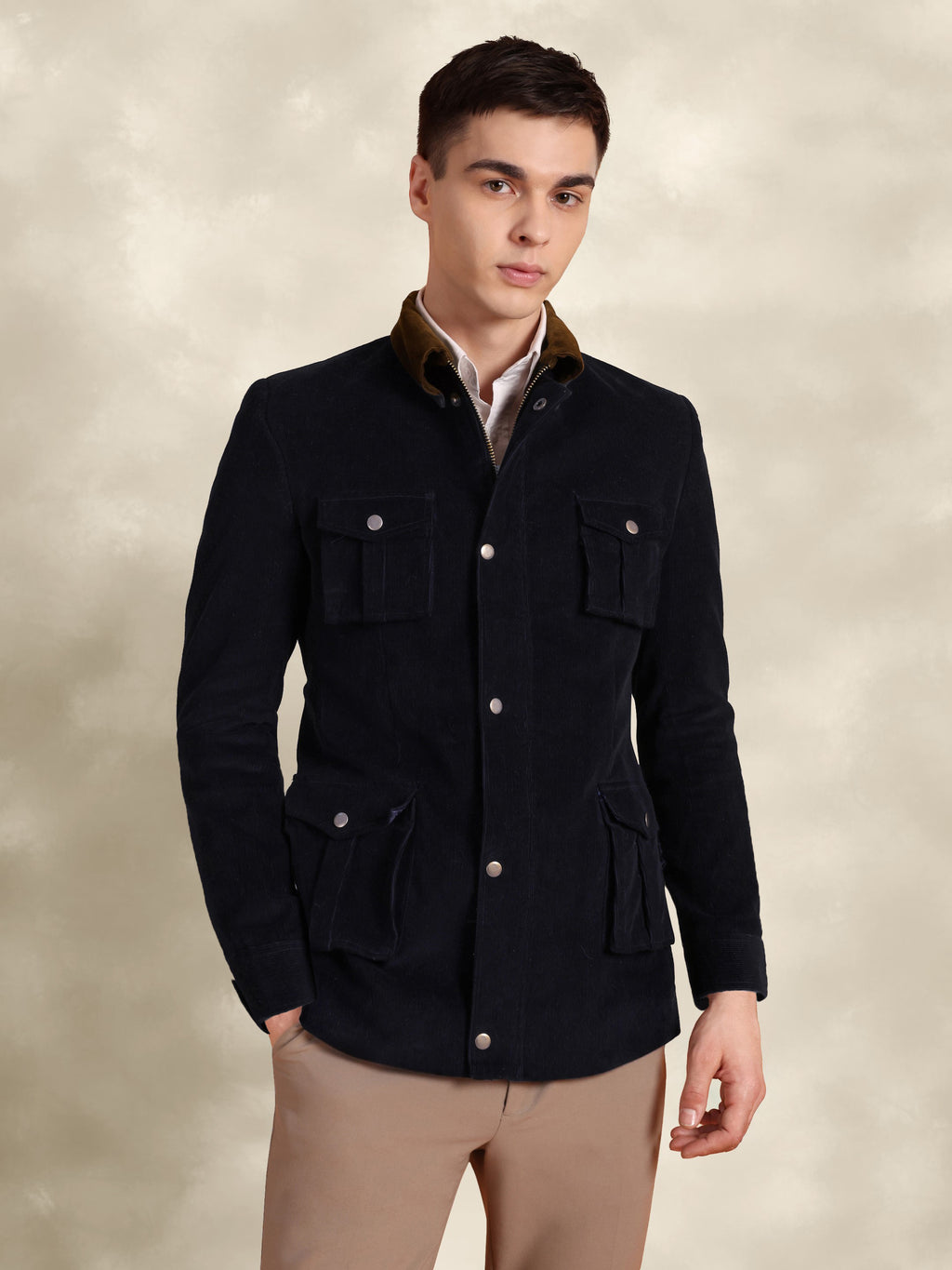 The Kalinga- Men's Blue Pure Cotton Courduroy Jacket