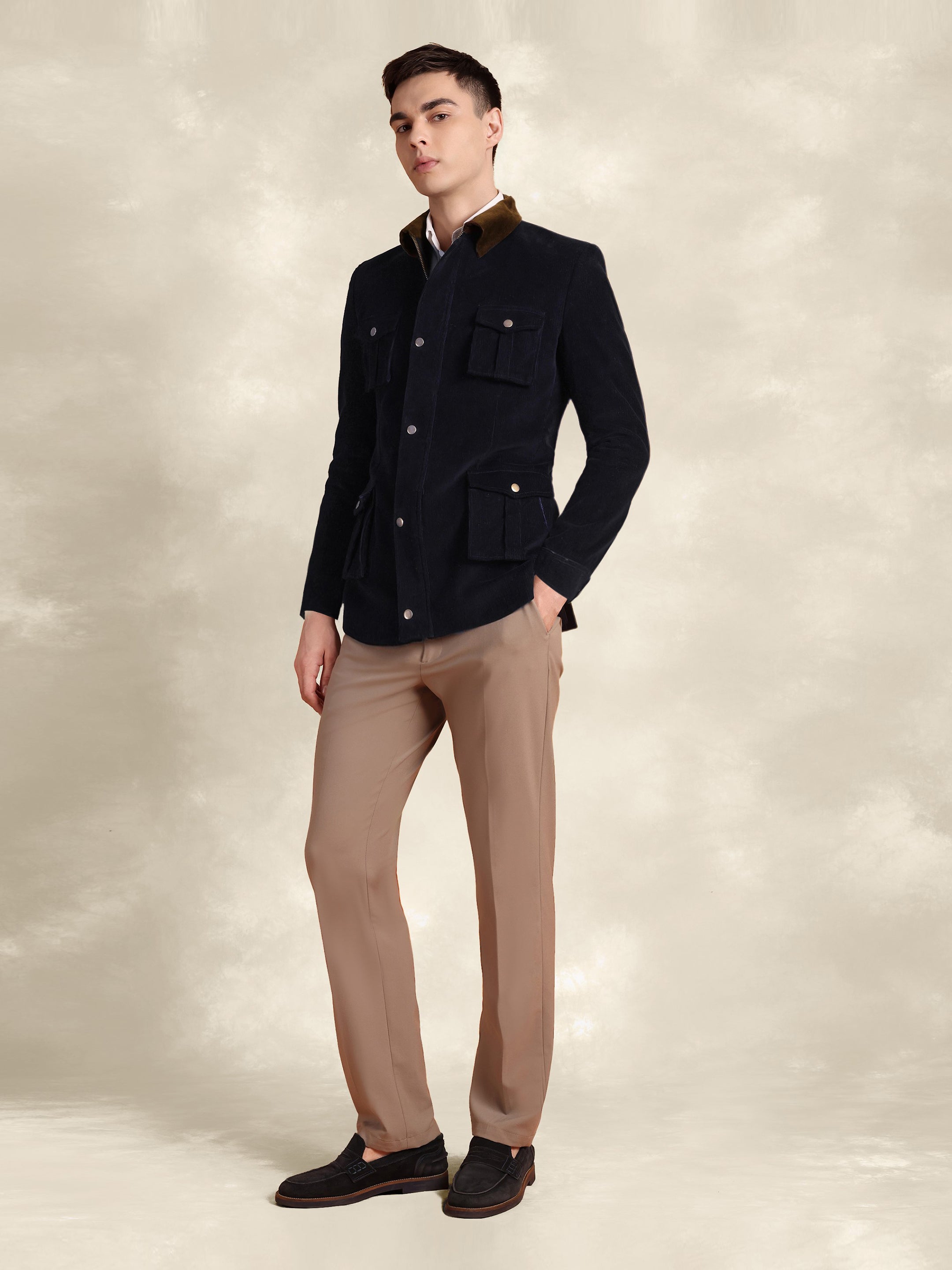 The Kalinga- Men's Blue Pure Cotton Courduroy Jacket