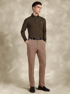 Full Sleeve Brown Polo with Embroidery