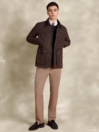 The Gorkha Jacket- Men's Brown Waxed Jacket with Courduroy Collar