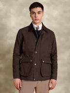 The Gorkha Jacket- Men's Brown Waxed Jacket with Courduroy Collar
