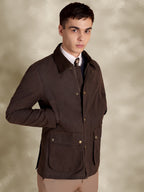 The Gorkha Jacket- Men's Brown Waxed Jacket with Courduroy Collar