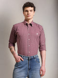 The Rawal: Slim Fit Non-Iron Maroon Gingham Shirt