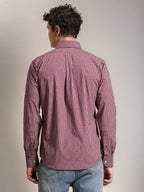 The Rawal: Slim Fit Non-Iron Maroon Gingham Shirt