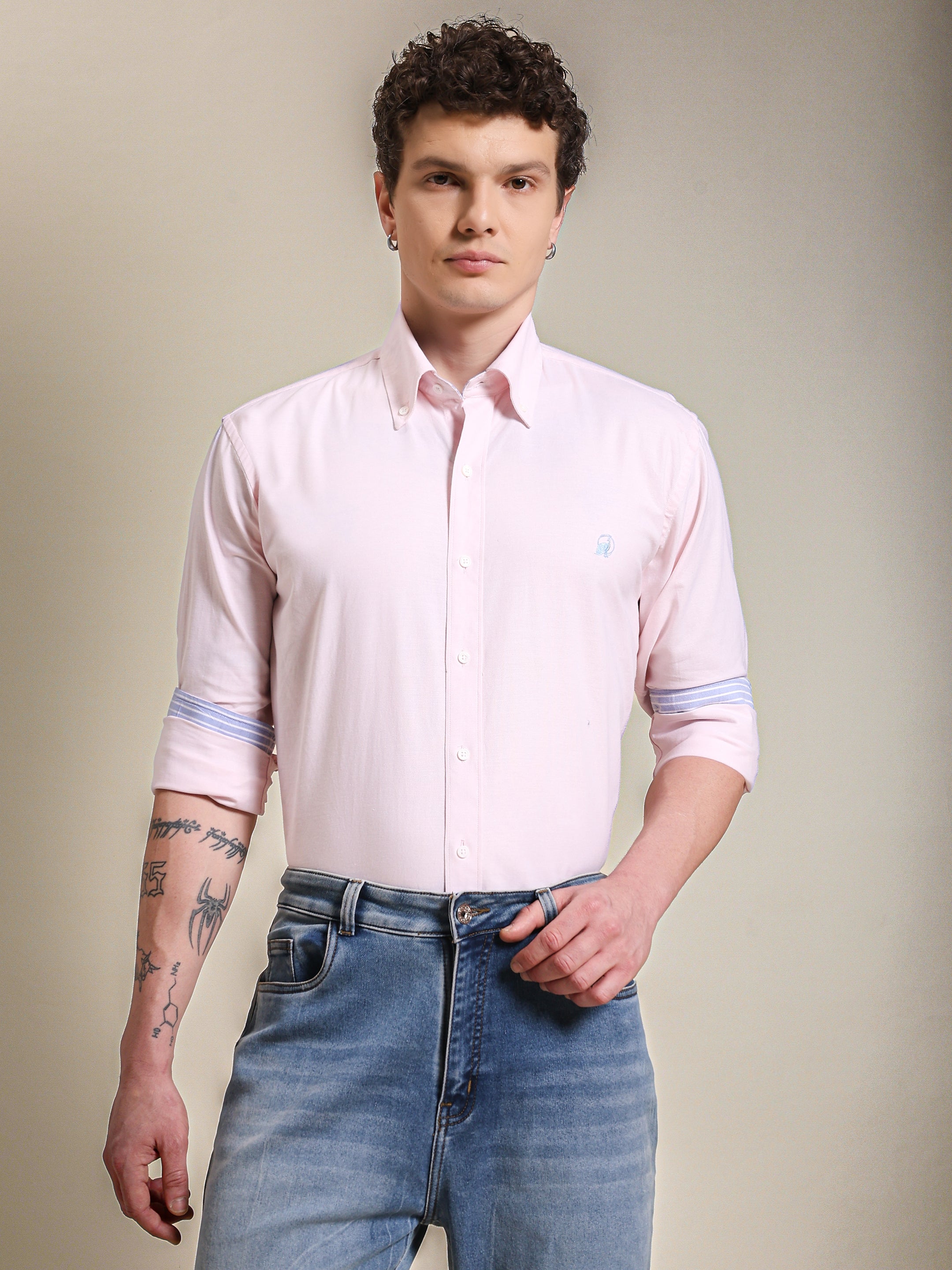 The Rawal: Slim Fit Pink Oxford Summer Shirt