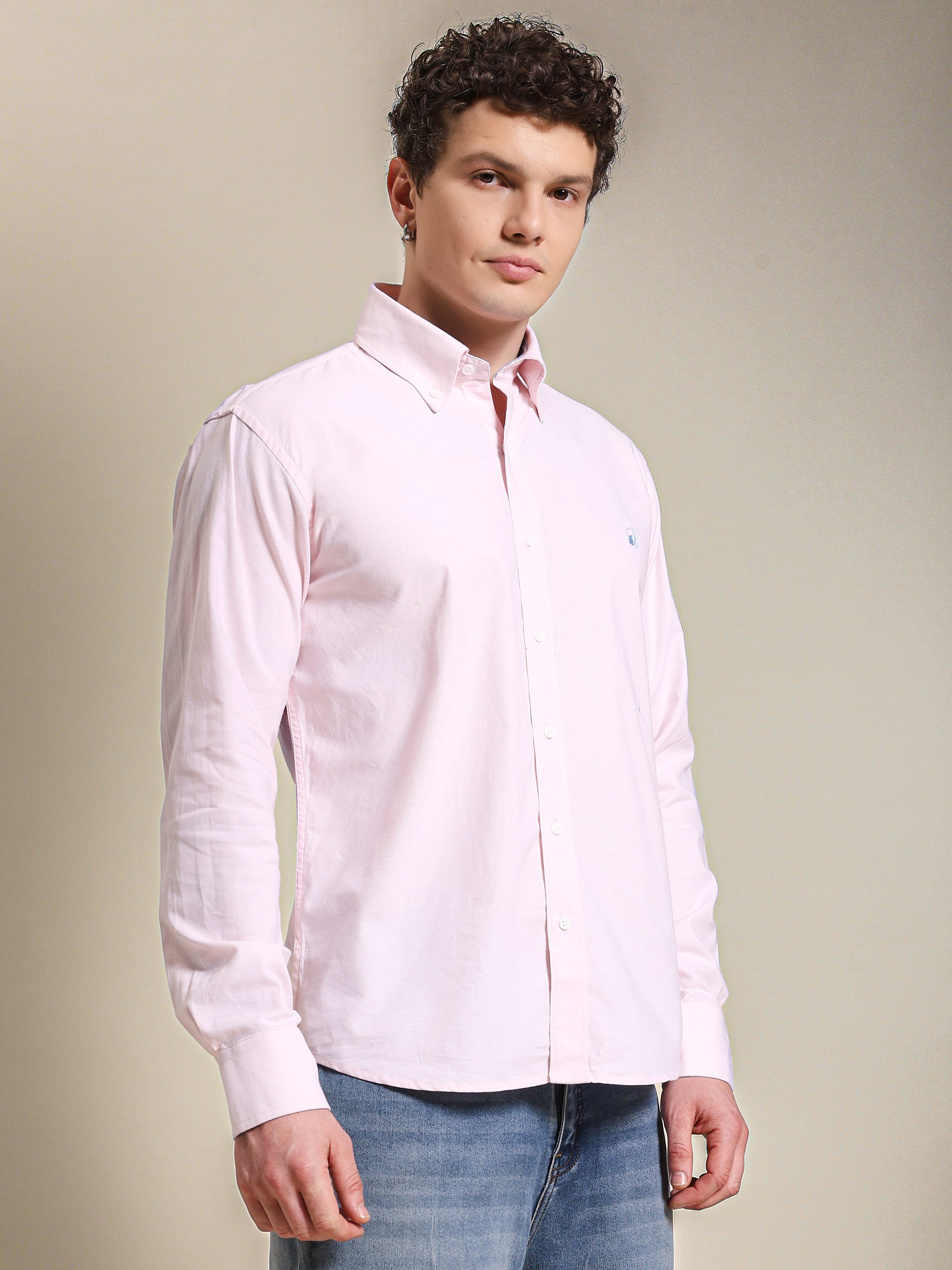 The Rawal: Slim Fit Pink Oxford Summer Shirt