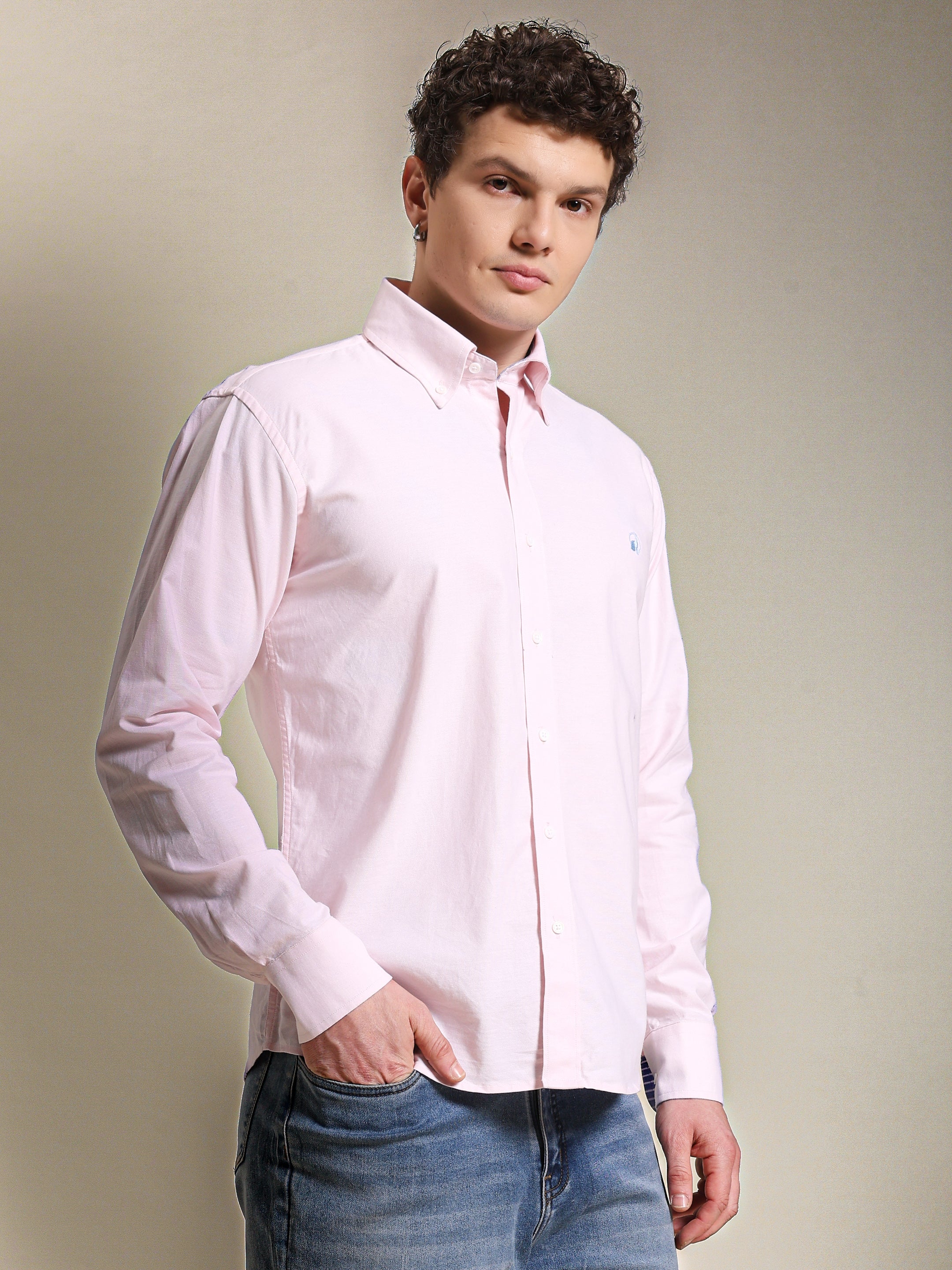 The Rawal: Slim Fit Pink Oxford Summer Shirt