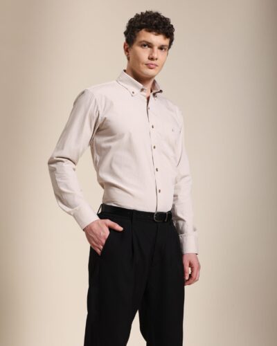 Slim Fit Beige Office Shirt