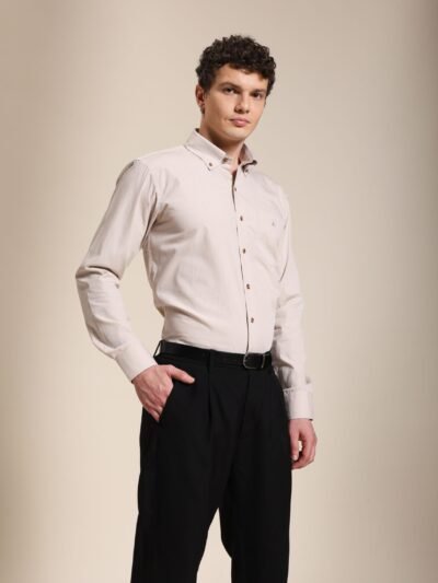Regular Fit Beige Office Shirt