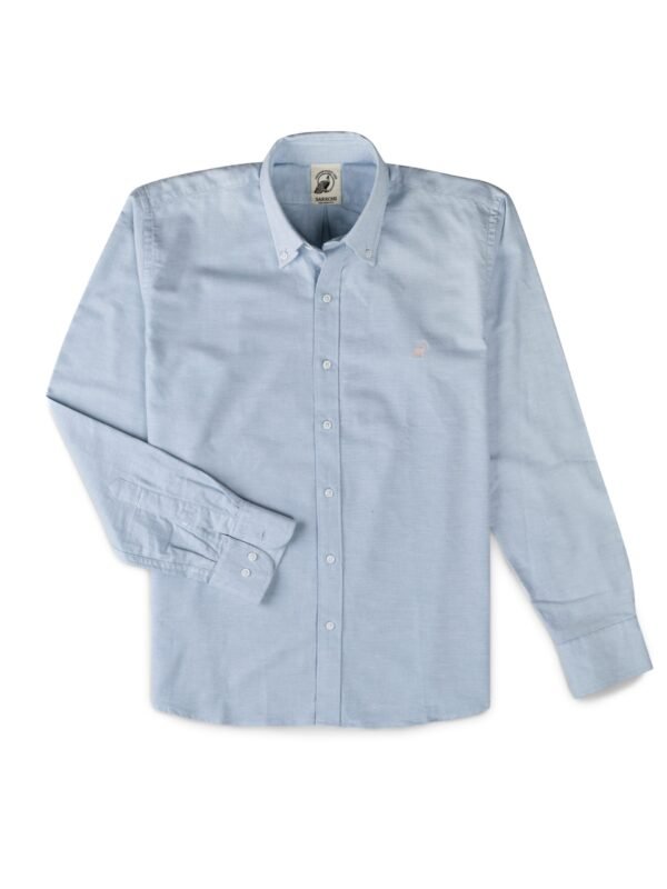 Blue Oxford Summer Shirt With Embroidery