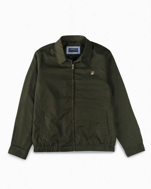 Cotton Twill Spread Collar Forest Green Jacket With Embroidery
