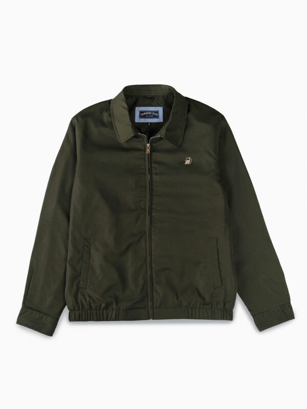 Cotton Twill Spread Collar Forest Green Jacket With Embroidery