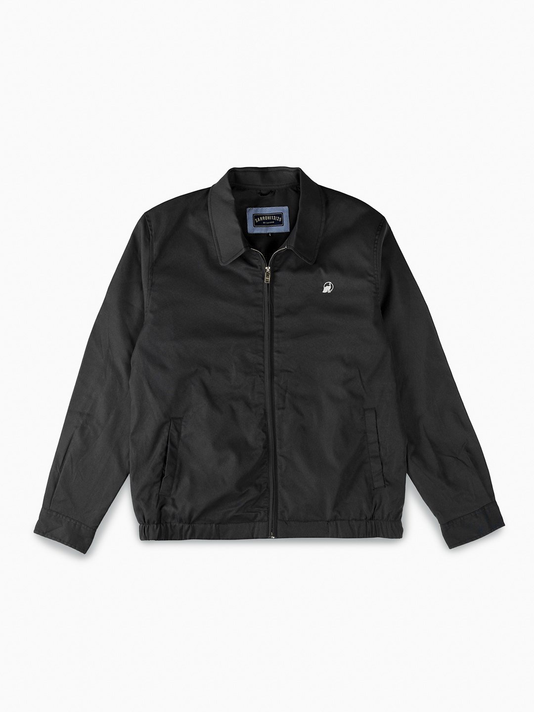 Cotton Twill Spread Collar Night Grey Jacket With Embroidery