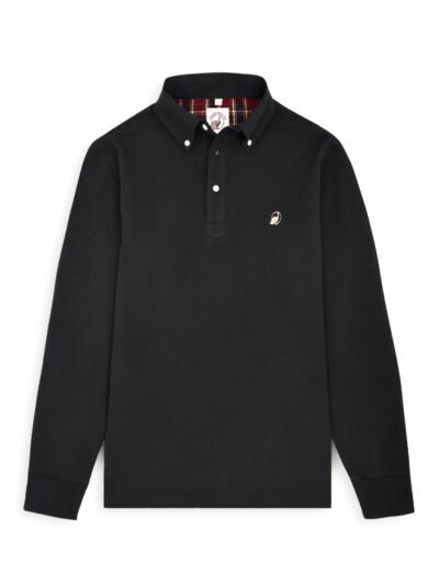 Full Sleeve Black Polo With Embroidery