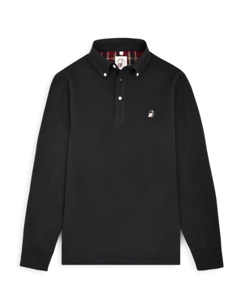 Full Sleeve Black Polo With Embroidery