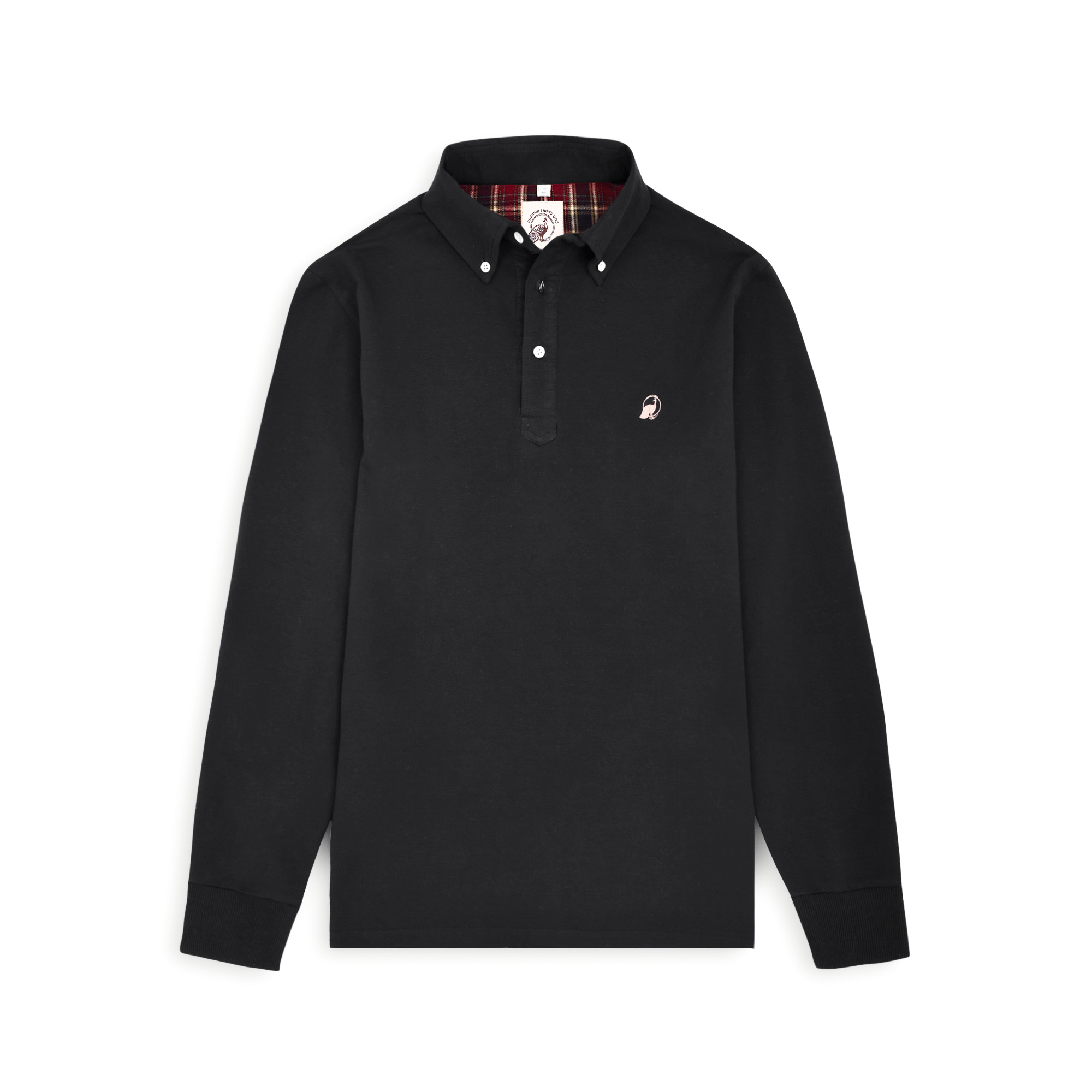 Full Sleeve Black Polo With Embroidery