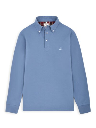 Full Sleeve Blue Polo With Embroidery