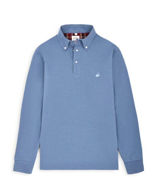 Full Sleeve Blue Polo With Embroidery