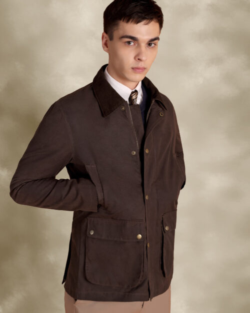 The Gorkha Jacket - Brown Waxed Jacket With Corduroy Collars