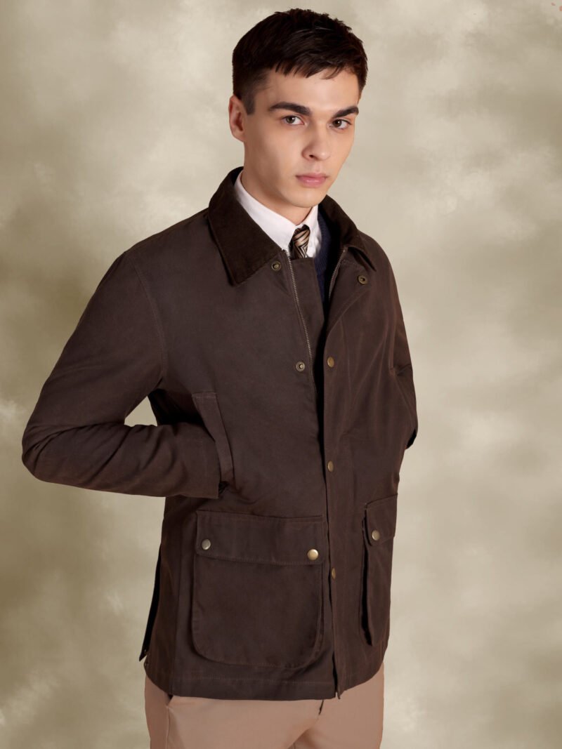 The Gorkha Jacket - Brown Waxed Jacket With Corduroy Collars