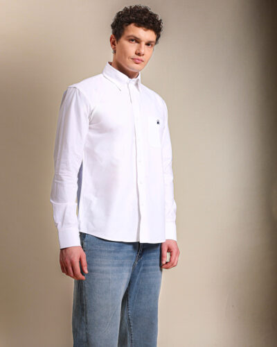 White Oxford Semi Casual Shirt With Pocket