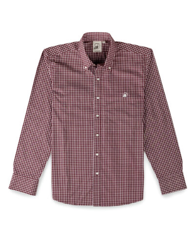 Non Iron Maroon Gingham Check Shirt