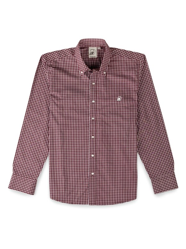 Non Iron Maroon Gingham Check Shirt
