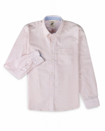 Pink Oxford Summer Shirt With Pocket And Embroidery