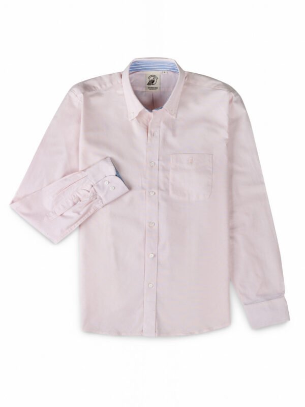 Pink Oxford Summer Shirt With Pocket And Embroidery