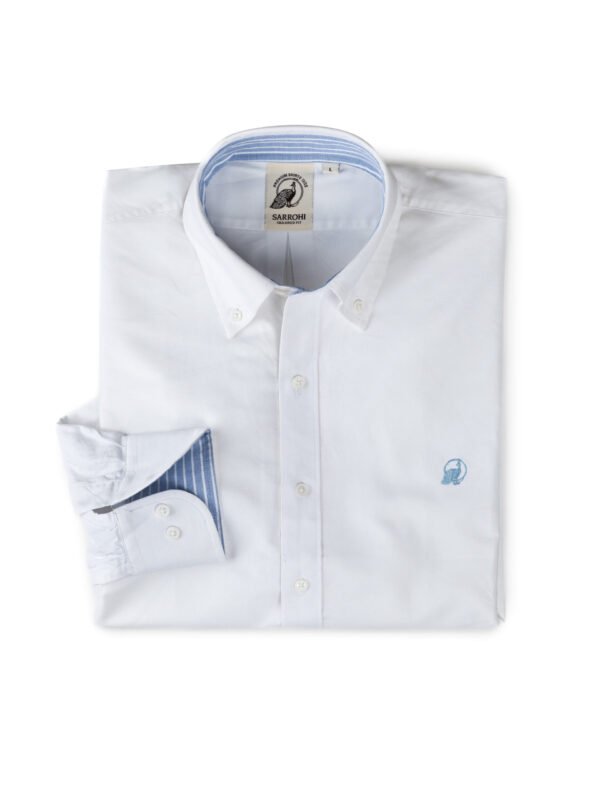 White Oxford Casual Shirt With Embroidery