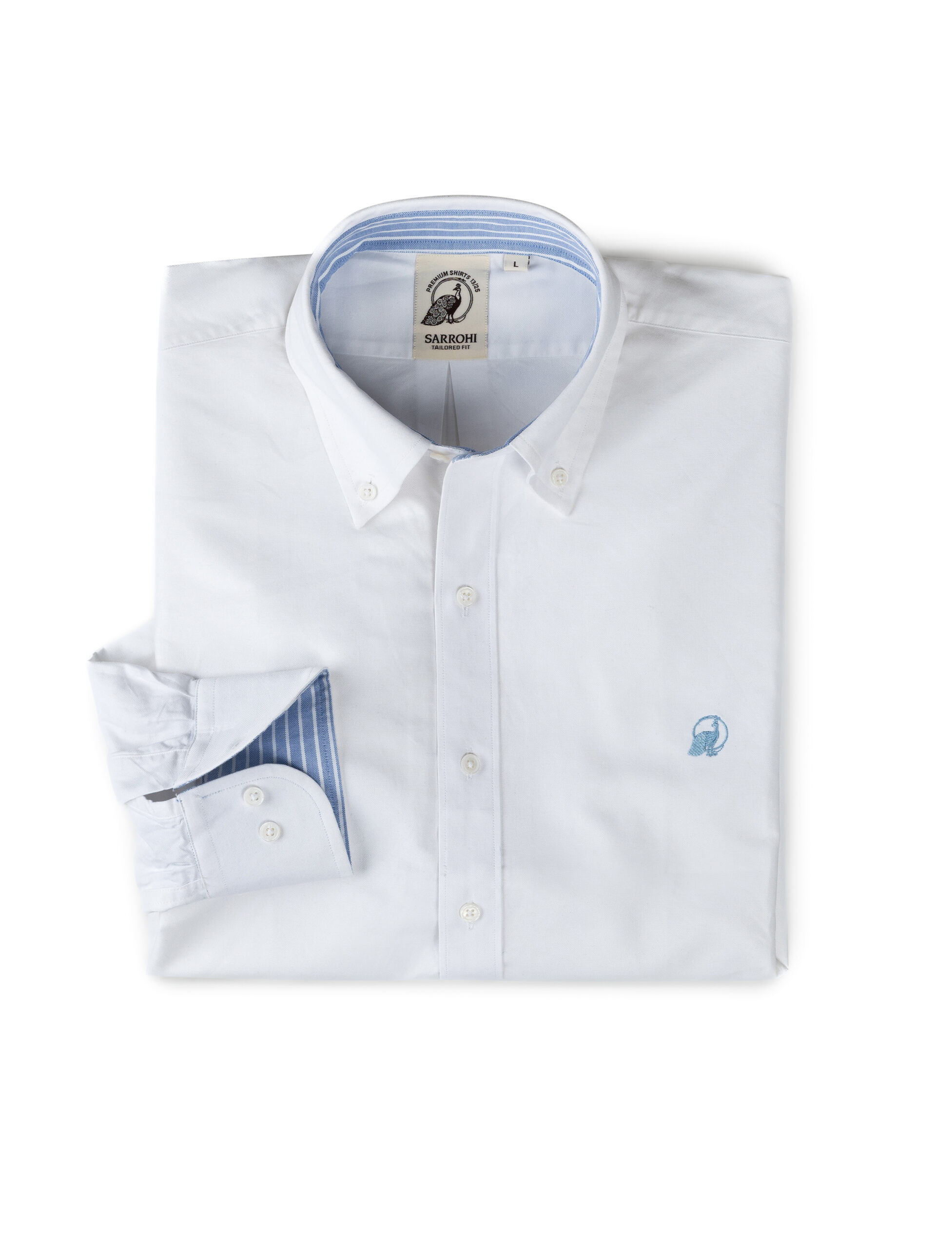 White Oxford Casual Shirt With Embroidery