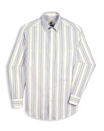 The Karikala: Slim Fit Checkered Grey Stripe Double Pocket Shirt with Embroidery