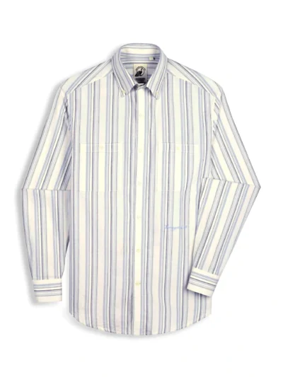 The Karikala: Regular Fitted Checkered Grey Stripe Double Pocket Shirt with Embroidery