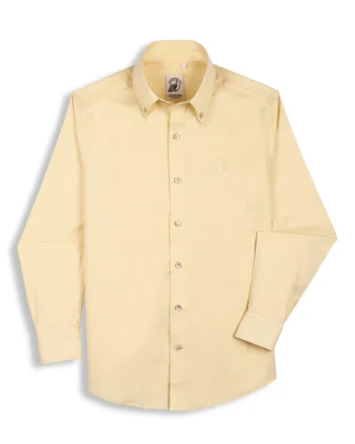 The Rawal: Slim Fit Solid Yellow Shirt with Embroidery