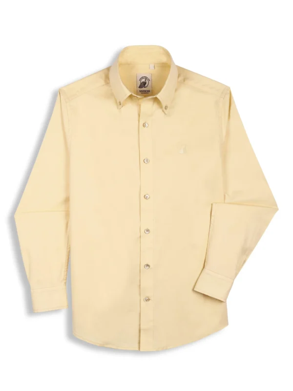 The Rawal: Regular Fitted Solid Yellow Shirt with Embroidery