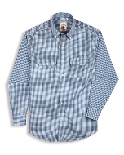 The Karikala: Slim Fit Poplin Supima Cotton Checkered Blue Double Pocket Shirt with Embroidery